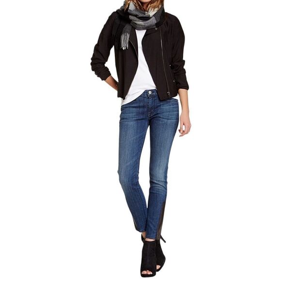 HUDSON Women’s Crop Rita Super Skinny Jeans Leather Trim 24 - Picture 11 of 11